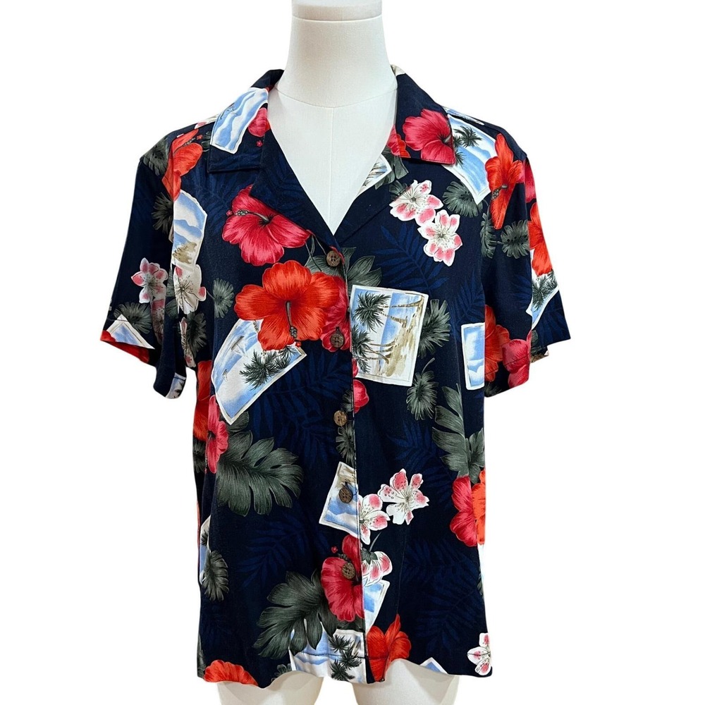 Vintage La Cabana Rayon Hawaiian Aloha Shirt Tropical Camp Collar L